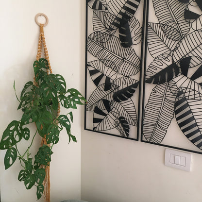 Portavaso foglie Macramè - MacraLu di Ludovica Mazzanti